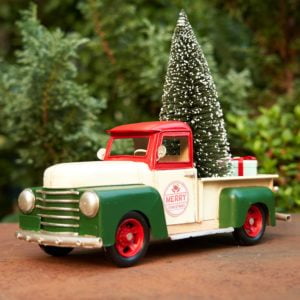 Multi-Colored Pickup Truck with Christmas Tree