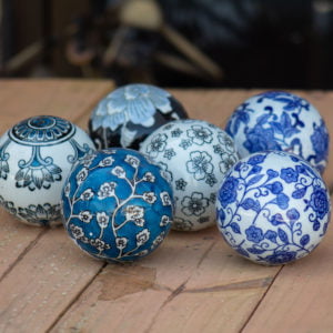 Small Blue Ceramic Japanese Sailor Balls