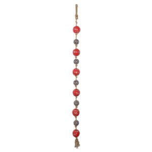 Porcelain, Japanese Red, Light Blue and Black Sailor Balls Hanging on a Garland of Rope