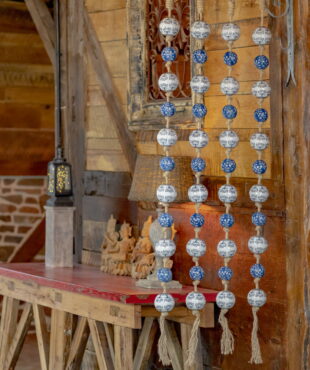 full size image of 4 74 inch long garland with porcelain sailor balls and rope in navy, blue and white colors