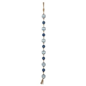 Japanese Decorative Navy, Blue and White Sailor Balls Hanging on Garland of Rustic Rope