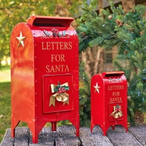 A pair of Red Santa Mailboxes