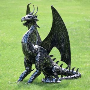 4.75 ft. Tall Large Iron Sentry Dragon Statue 