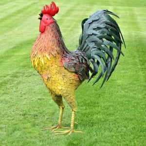 Tall Mutli-Colored Rooster Statue