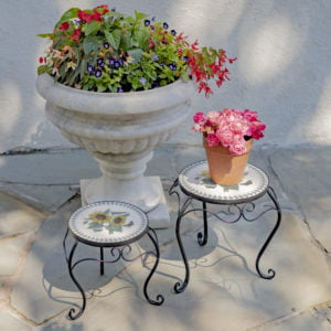 Round Metal Tables with Flower Design