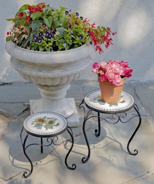 Round Metal Tables with Flower Design