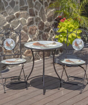Three Piece Iron Bistro Set with Birds
