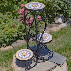 Plant Stand with Three tiers with Ceramic Tiles