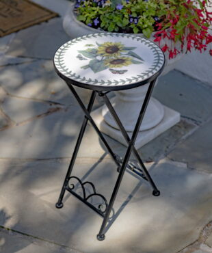 Metal Folding Table with Flower Design
