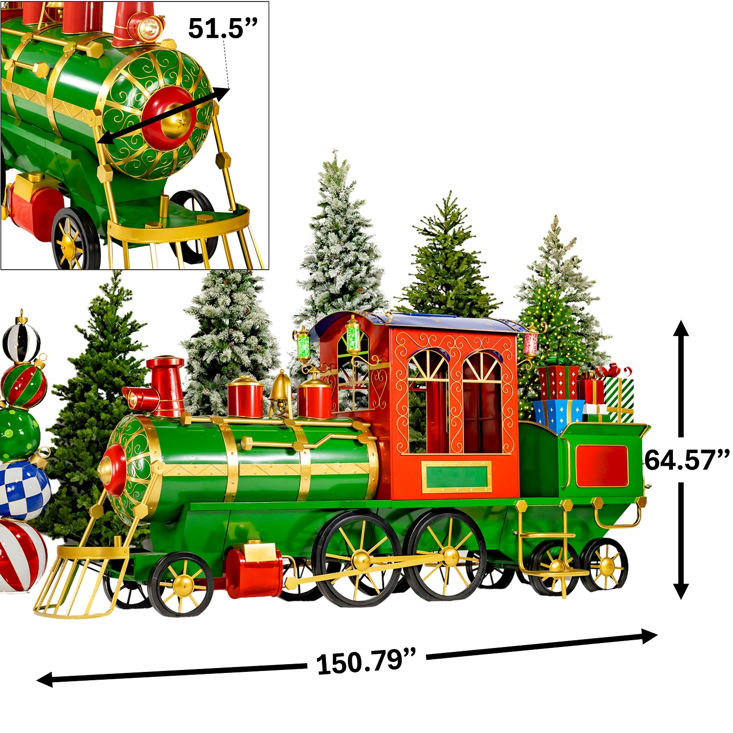 12.5ft. Iron Christmas Train with Lanterns 12.5ft. Iron Christmas Train with Lanterns