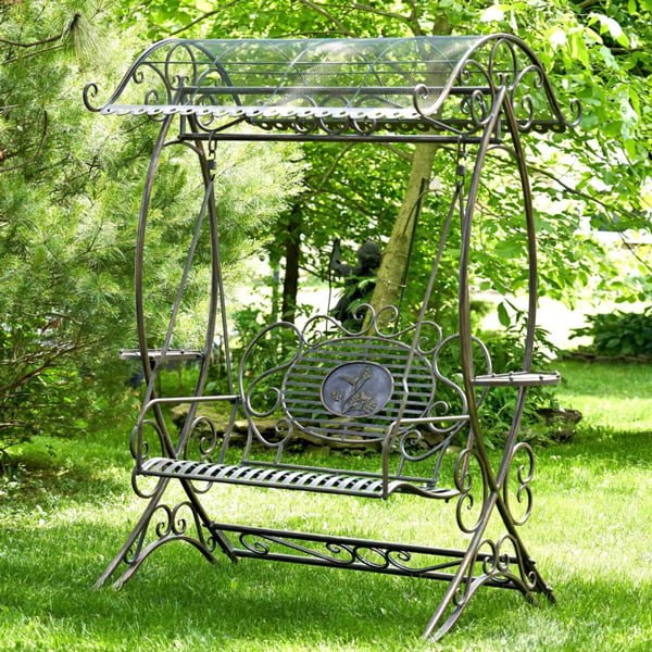 The Valiko 79in. Tall Electroplated Garden Swing Bench
