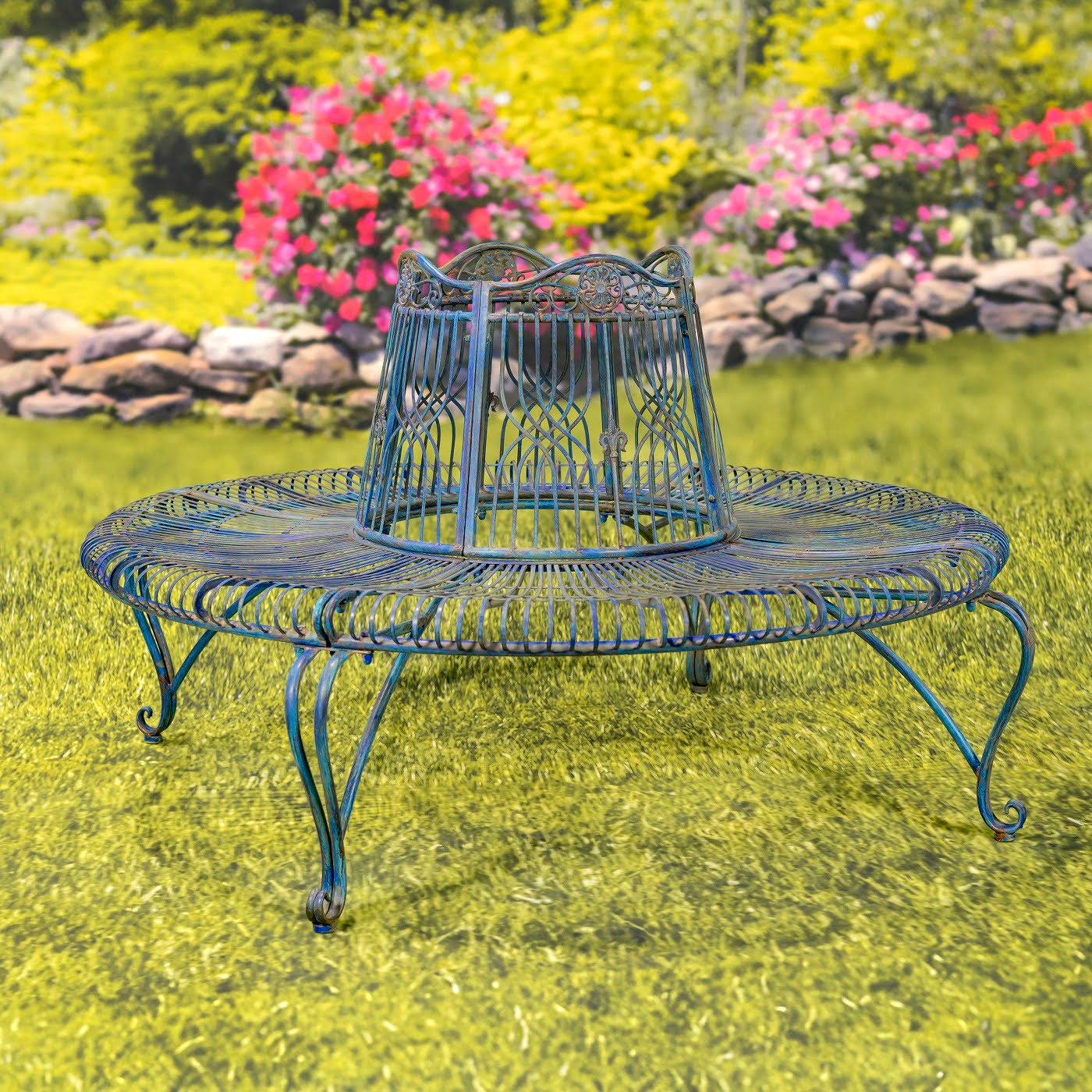 Round metal bench sale