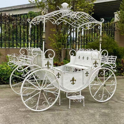 Antoinette Large Parisian Style Iron Carriage with Planters