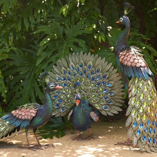 Jeweled Iron Peacocks
