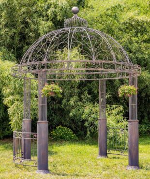 12.5 feet Tall Ornate Round Iron Garden Gazebo in Antique Bronze