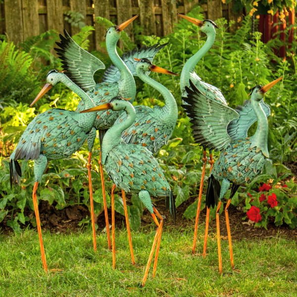 Blue Crane Garden Figurines