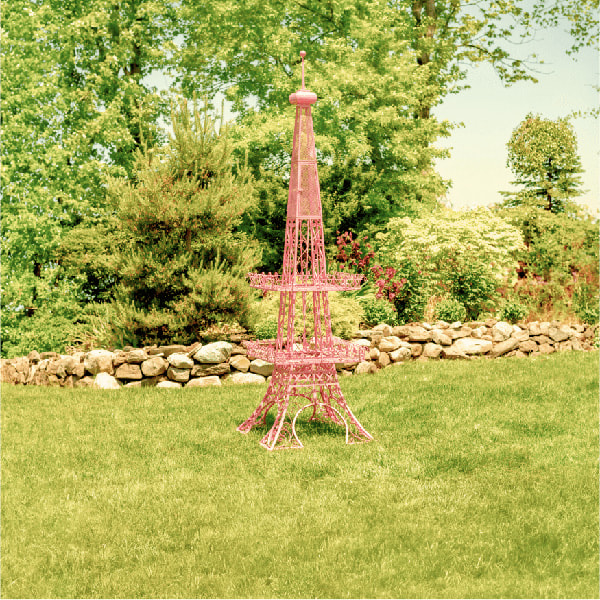 9ft. Tall Two-Tier Eiffel Tower-Inspired Iron Plant Stand