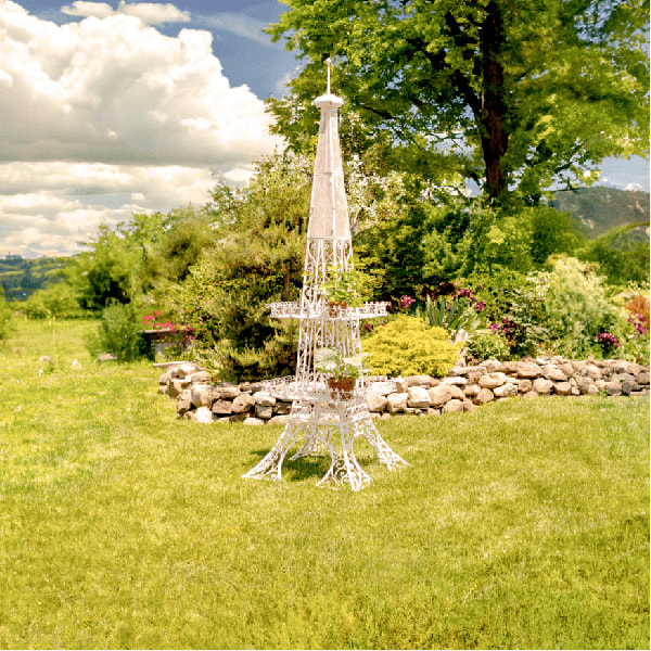 10.6ft. Tall Eiffel Tower-Inspired Two-Tiered Metal Plant Stand