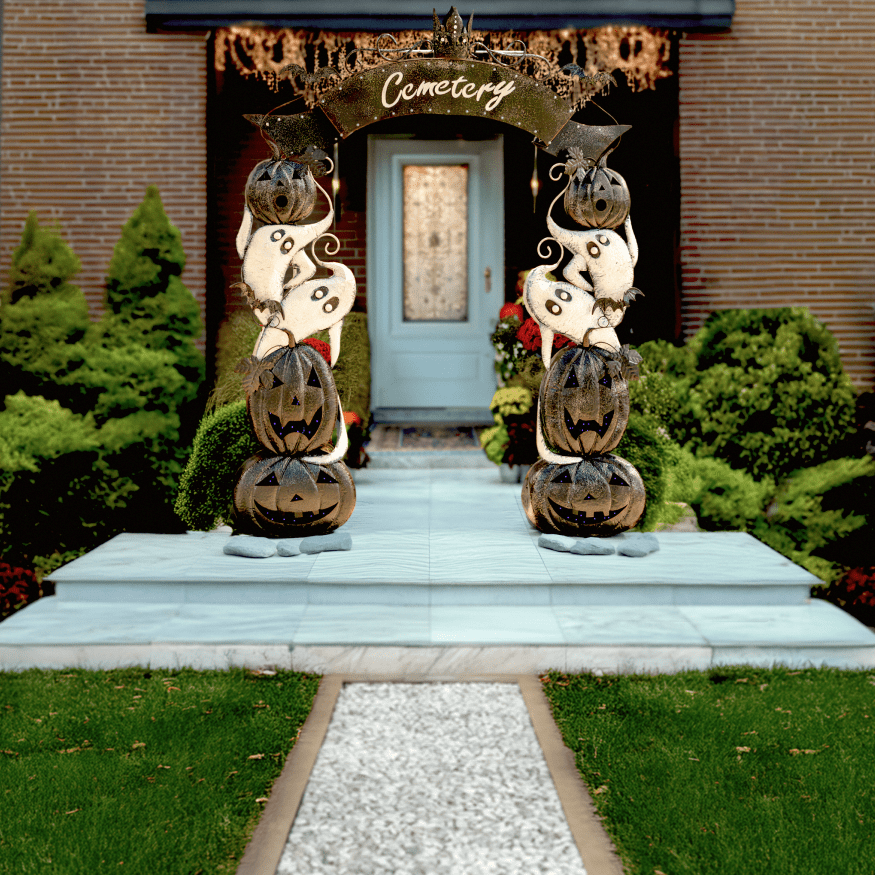 Large Halloween Cemetery Arch with LED Lights