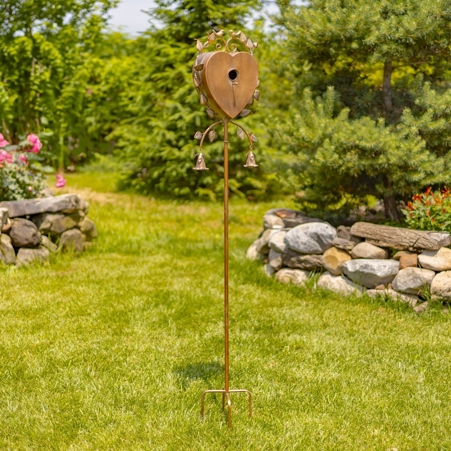 HeartShaped Iron Birdhouse Garden Stake "Sikha" Lesera