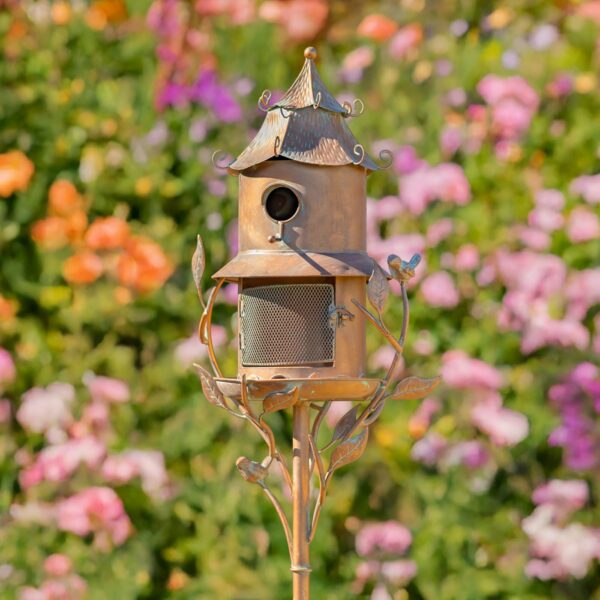 "The Homestead Collection" Assorted Birdhouse Feeder Garden Stakes in Antique Copper