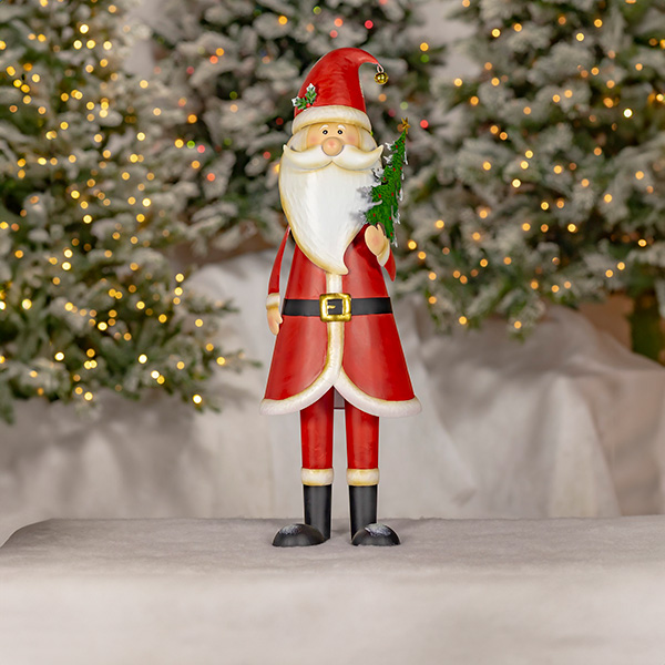 30.75in Tall Metal Santa Figurine Holding Tree