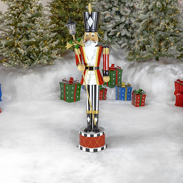 64.8in Tall Standing Iron Nutcracker with Lantern & LED Lights Lucien