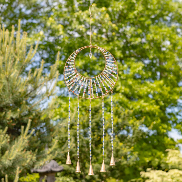 6 Assorted Colorful Hand Beaded Metal Wind Chimes with Bells