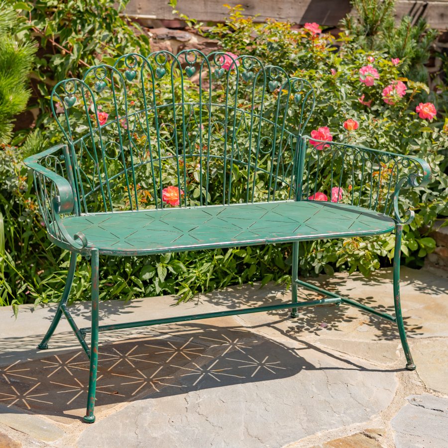 47.25" Embellished Metal Garden Bench "Toulouse 1275"