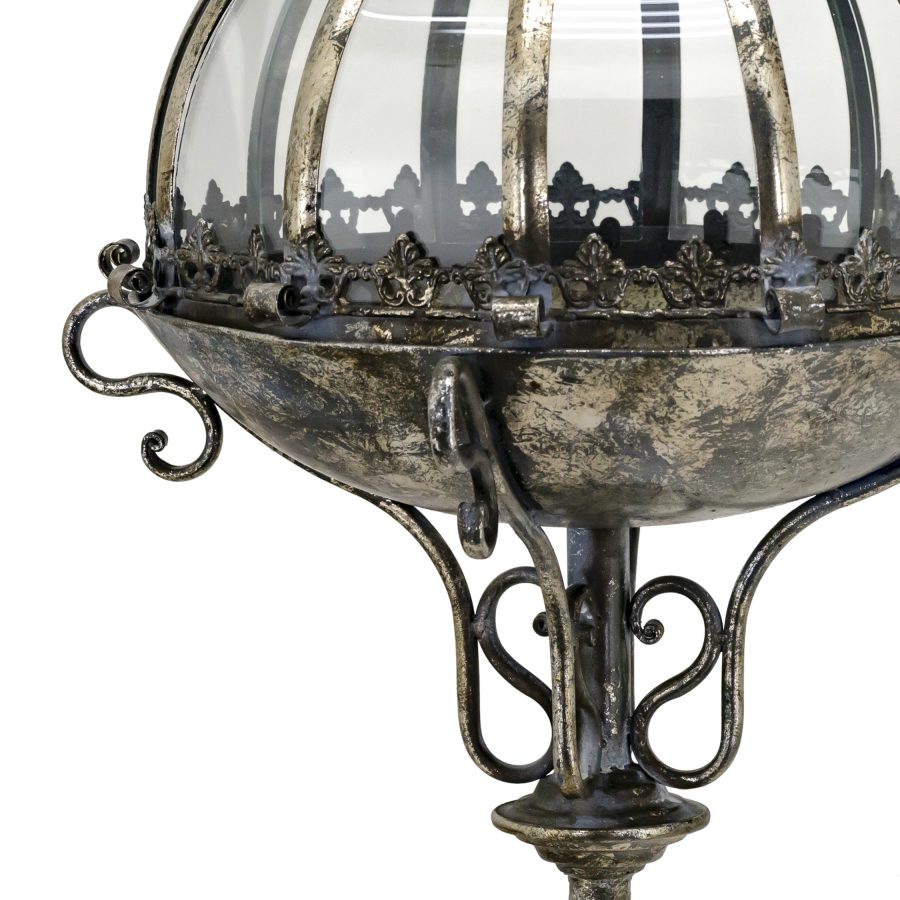 S/2 Gold Standing Iron & Glass Dome Lanterns/Terrariums "Domme 1437" - Image 3