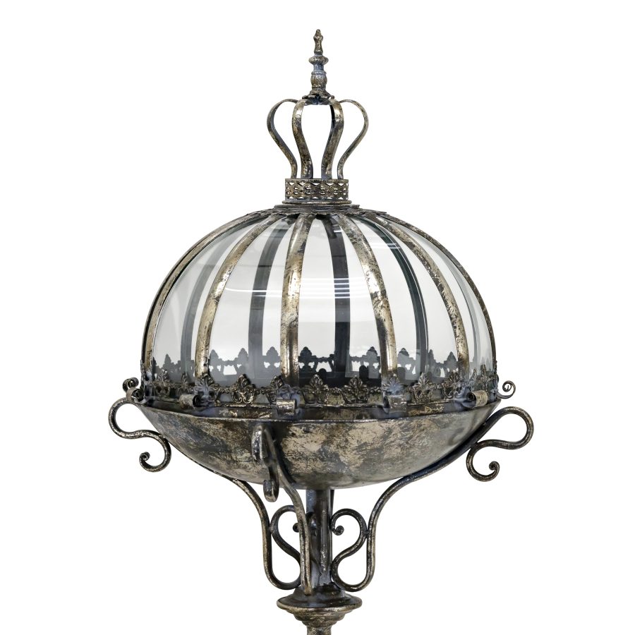 S/2 Gold Standing Iron & Glass Dome Lanterns/Terrariums "Domme 1437" - Image 4