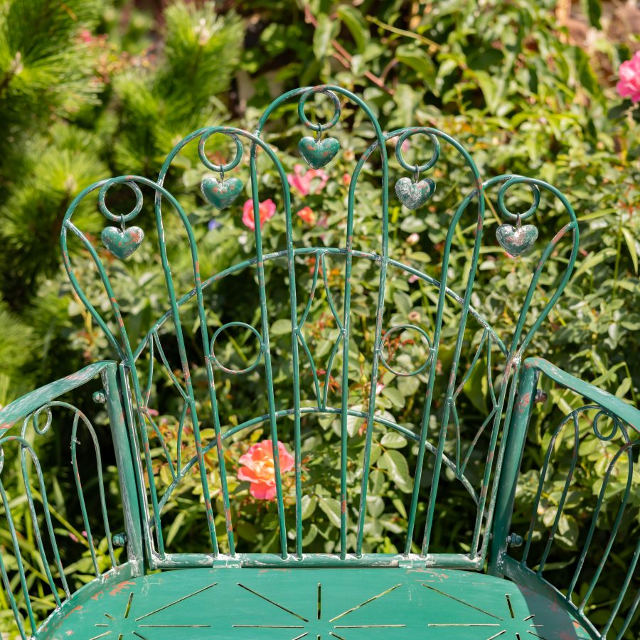 36.25" Tall Embellished Metal Garden Armchair in Antique Green "Toulouse 1275" - Image 2