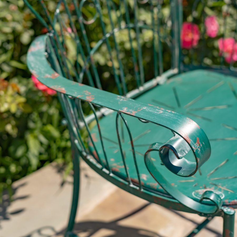 36.25" Tall Embellished Metal Garden Armchair in Antique Green "Toulouse 1275" - Image 5