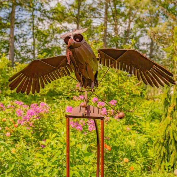 58" Tall Medium Metal Owl Rocking Stake "Wendy"