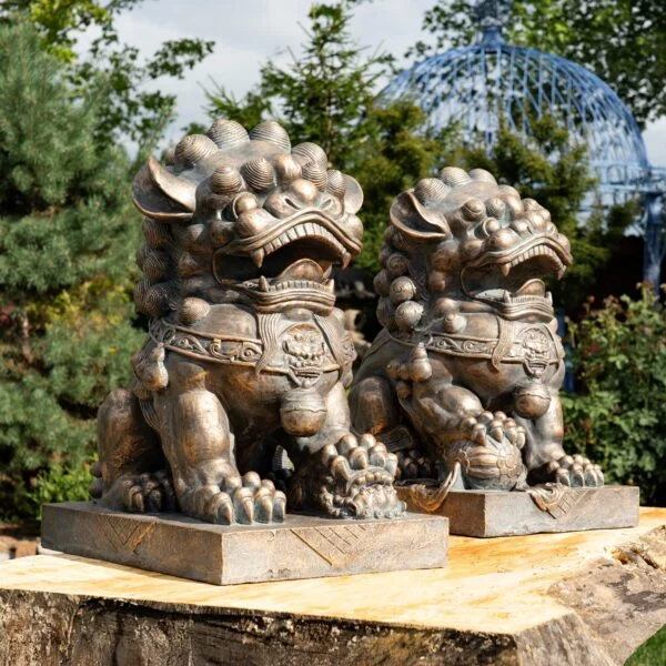 Set of 2 Magnesium Foo Dog Statues "Gan & An"