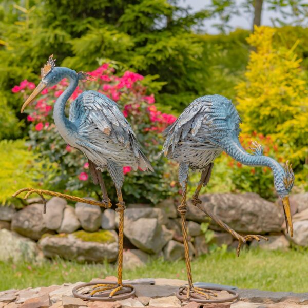 Set of 2 Assorted Great Blue Heron Figurines "Hudson & Houston"