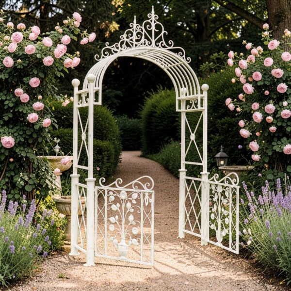 10.5" Tall Garden Gate with Floral Embellishments "Copenhagen 1843"