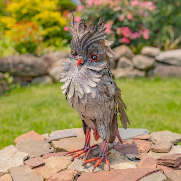 16.25" Tall Metal Great Horned Owl Accent "Hickory"