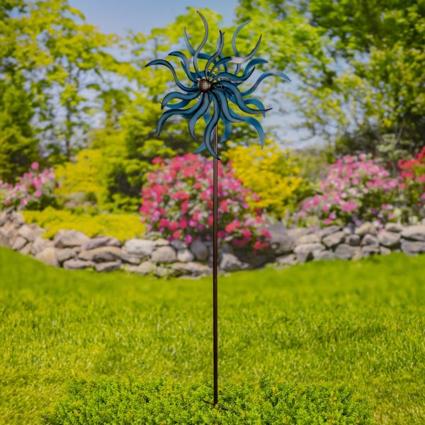 image shows a windmill with blue and black colors