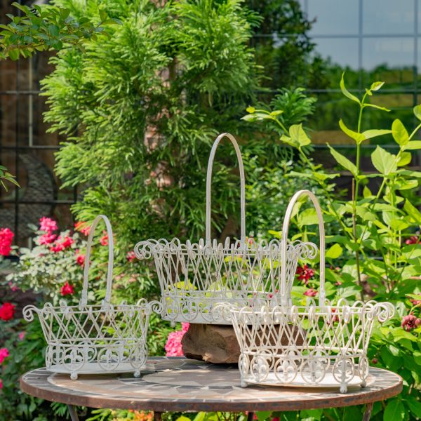 Set of 3 Decorative Metal Wire Garden Baskets "Stephania"
