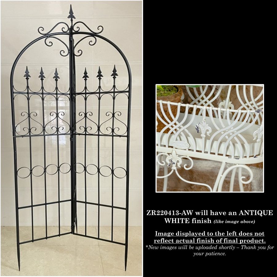7.7ft. Tall Three Wall Iron Trellis with Fleur-de-lis "Paris 1968" - Image 9