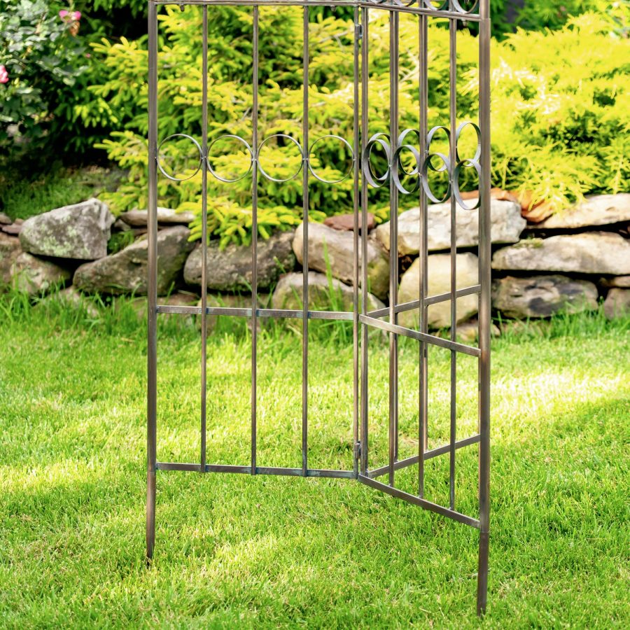 7.7ft. Tall Three Wall Iron Trellis with Fleur-de-lis "Paris 1968" - Image 4