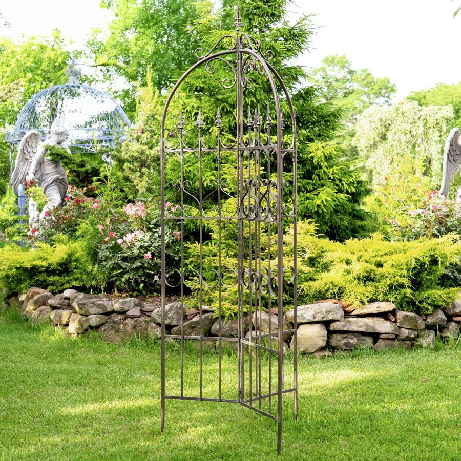 7.7ft. Tall Three Wall Iron Trellis with Fleur-de-lis "Paris 1968" - Image 6