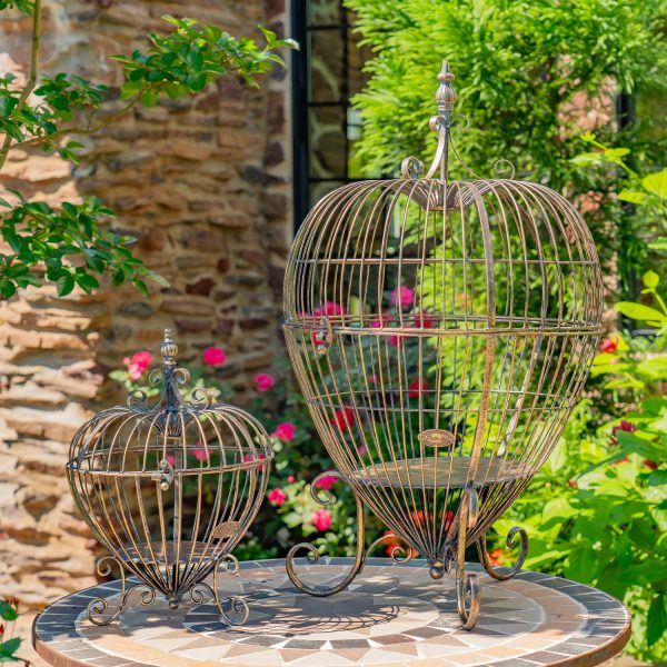 Set of 2 Metal Heart-Shaped Cage Plant Stands "Ariyanna"