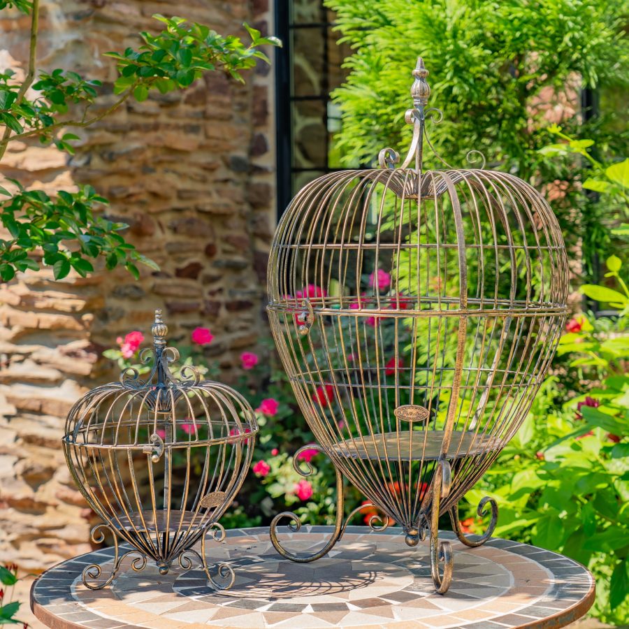 Set of 2 Metal Heart-Shaped Cage Plant Stands "Ariyanna"