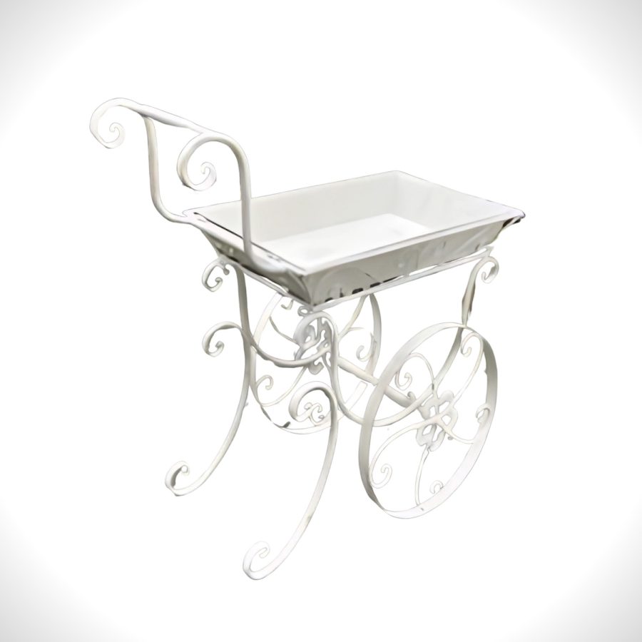 32" Tall Metal Garden-Flower Cart with Handle & Wheels "London 1820" - Image 2