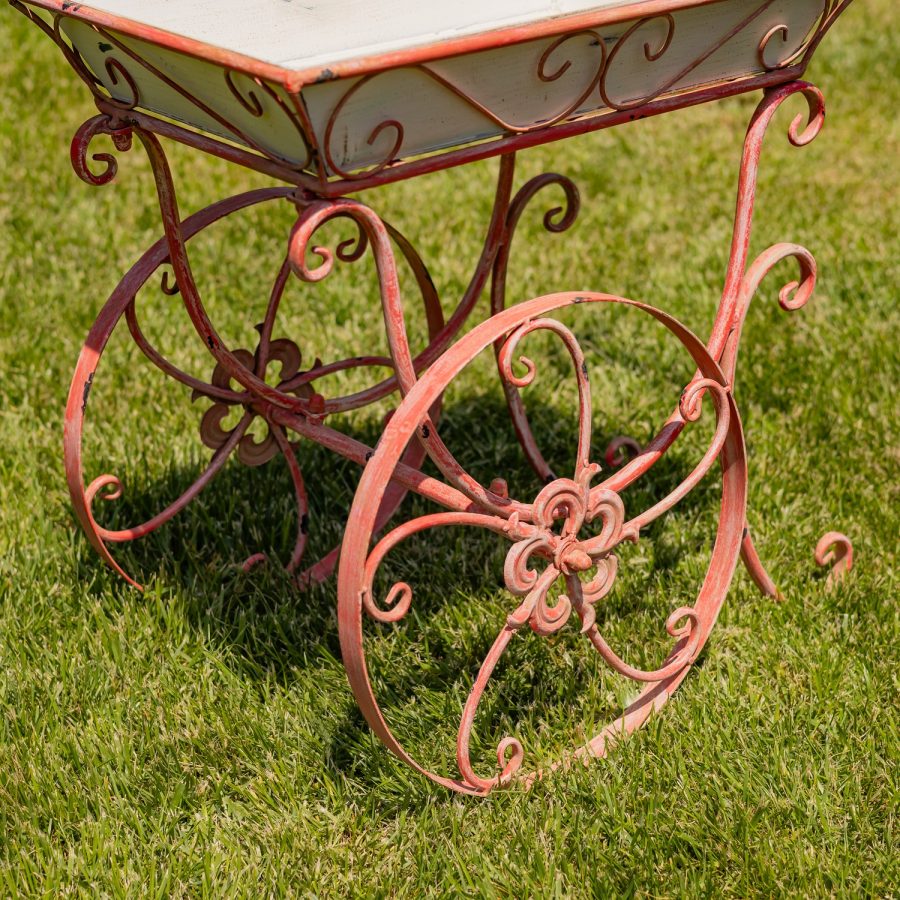32" Tall Metal Garden-Flower Cart with Handle & Wheels "London 1820" - Image 5