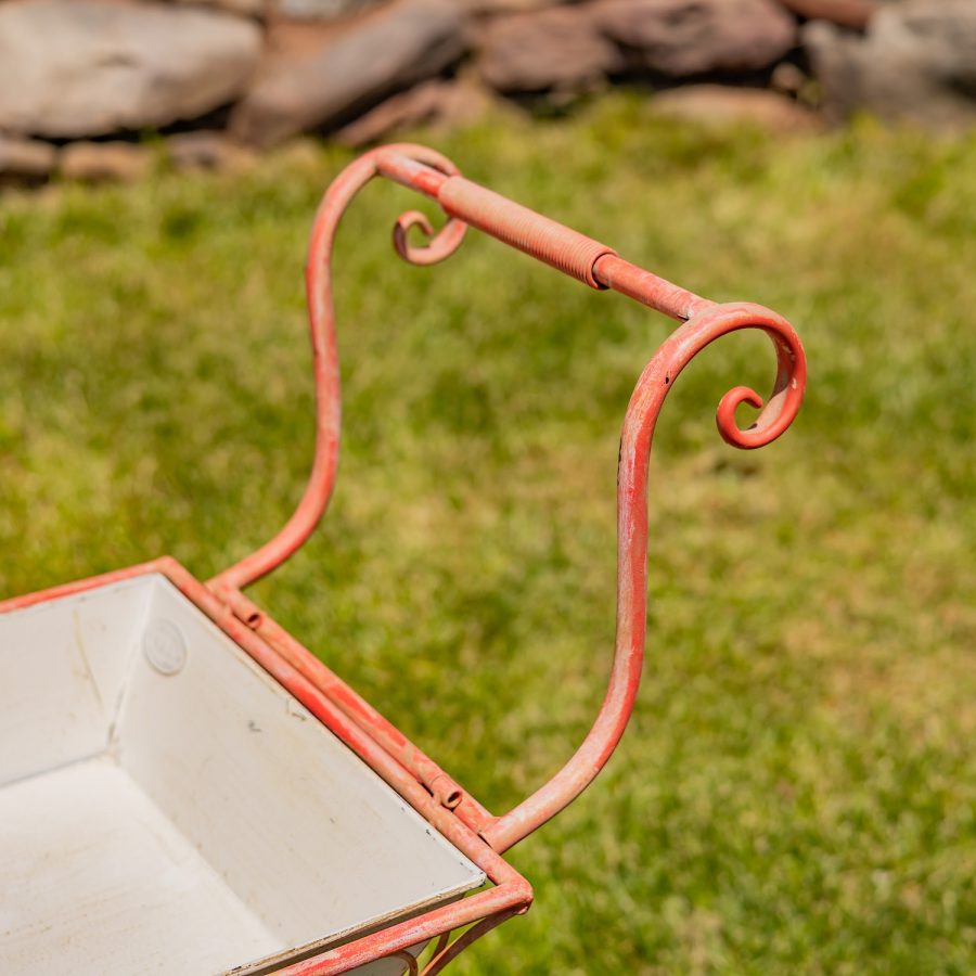 32" Tall Metal Garden-Flower Cart with Handle & Wheels "London 1820" - Image 6