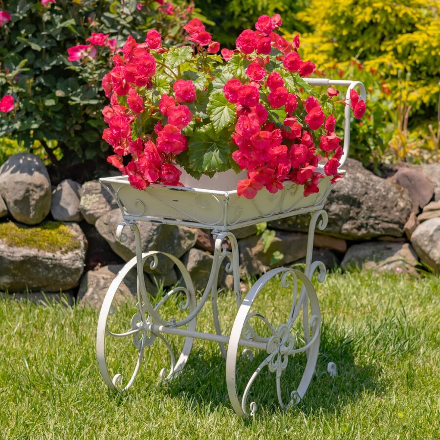 32" Tall Metal Garden-Flower Cart with Handle & Wheels "London 1820" - Image 8