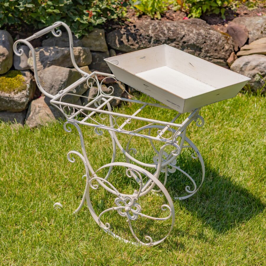32" Tall Metal Garden-Flower Cart with Handle & Wheels "London 1820" - Image 15